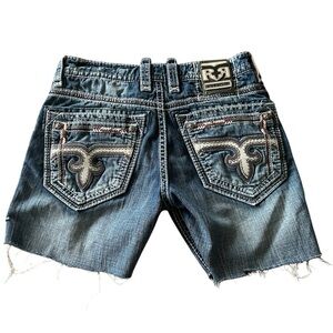 Rock Revival Men’s Cyrek Straight Blue Denim Shorts Size 32